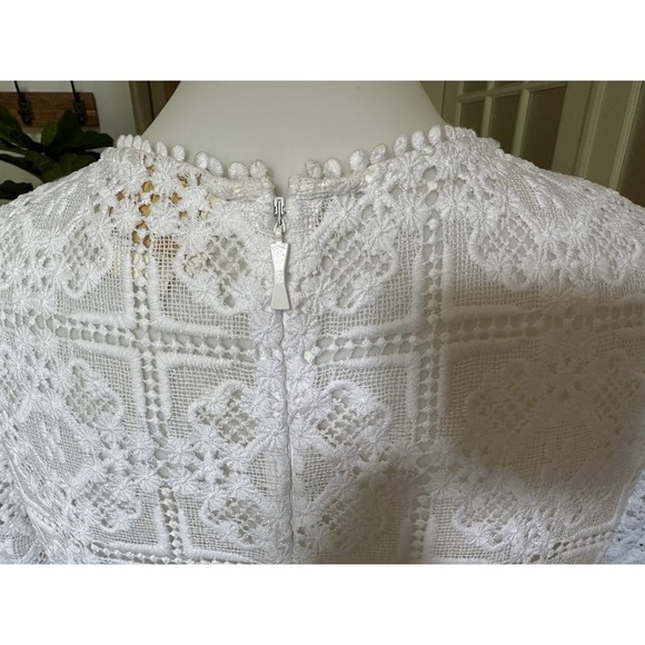 Kate Spade Women's Crochet Lace Flounce Shift Dress $428 White Sz 8 - Picture 9 of 11